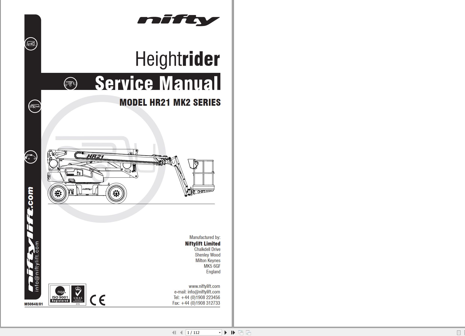 NIFTYLIFT Articulating Boom Lifts SP64 36509 Operating Service Parts Manual And Diagram 2018 (1)