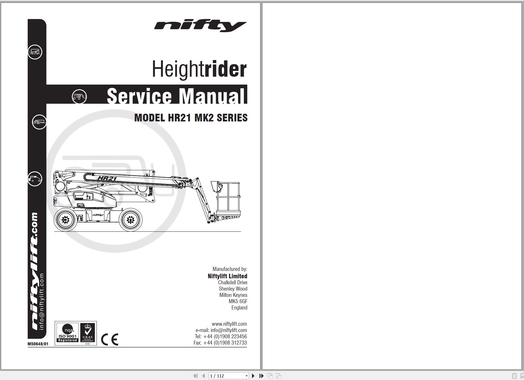 NIFTYLIFT Articulating Boom Lifts SP64 36512 Operating Service Parts Manual And Diagram 2018 (1)