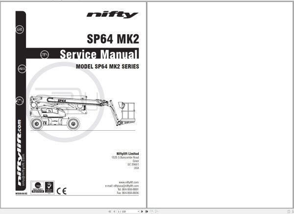 NIFTYLIFT Articulating Boom Lifts SP64 55647 Operating Service Parts Manual And Diagram 2023 (1)