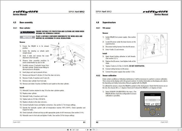 NIFTYLIFT Articulating Boom Lifts SP64 55647 Operating Service Parts Manual And Diagram 2023 (2)