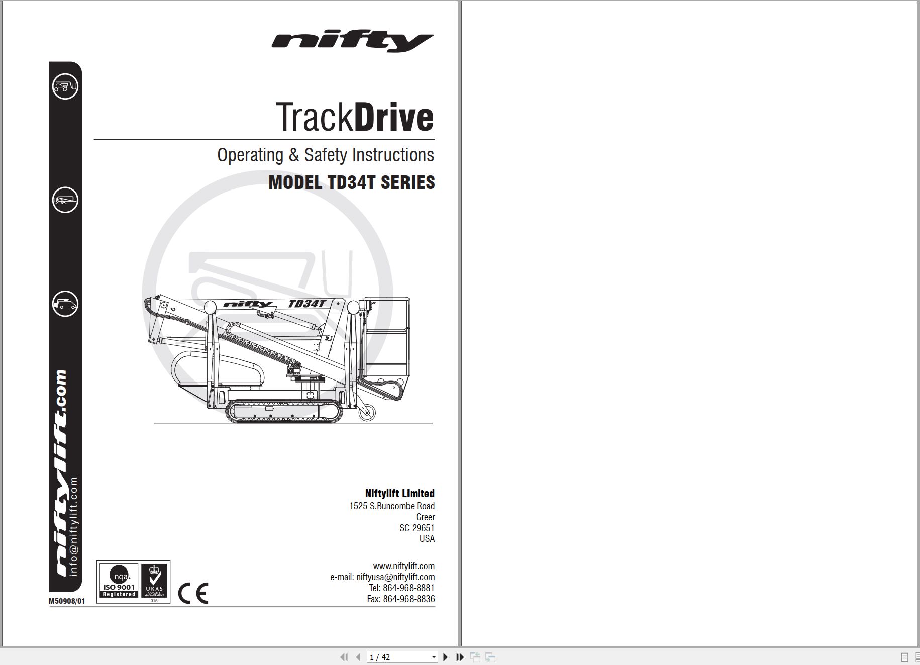 NIFTYLIFT Articulating Boom Lifts TD34T 63839 Operating Parts Manual And Diagram 2025 (1)