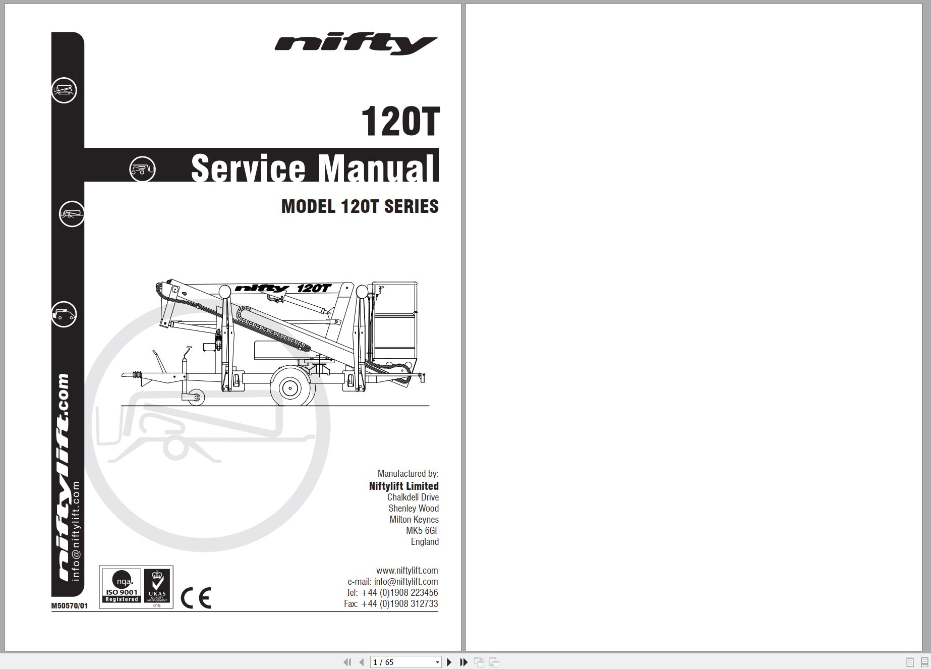 NIFTYLIFT Towable Boom Lifts 120T 43628 Operating Service Parts Manual And Diagram 2019 (1)