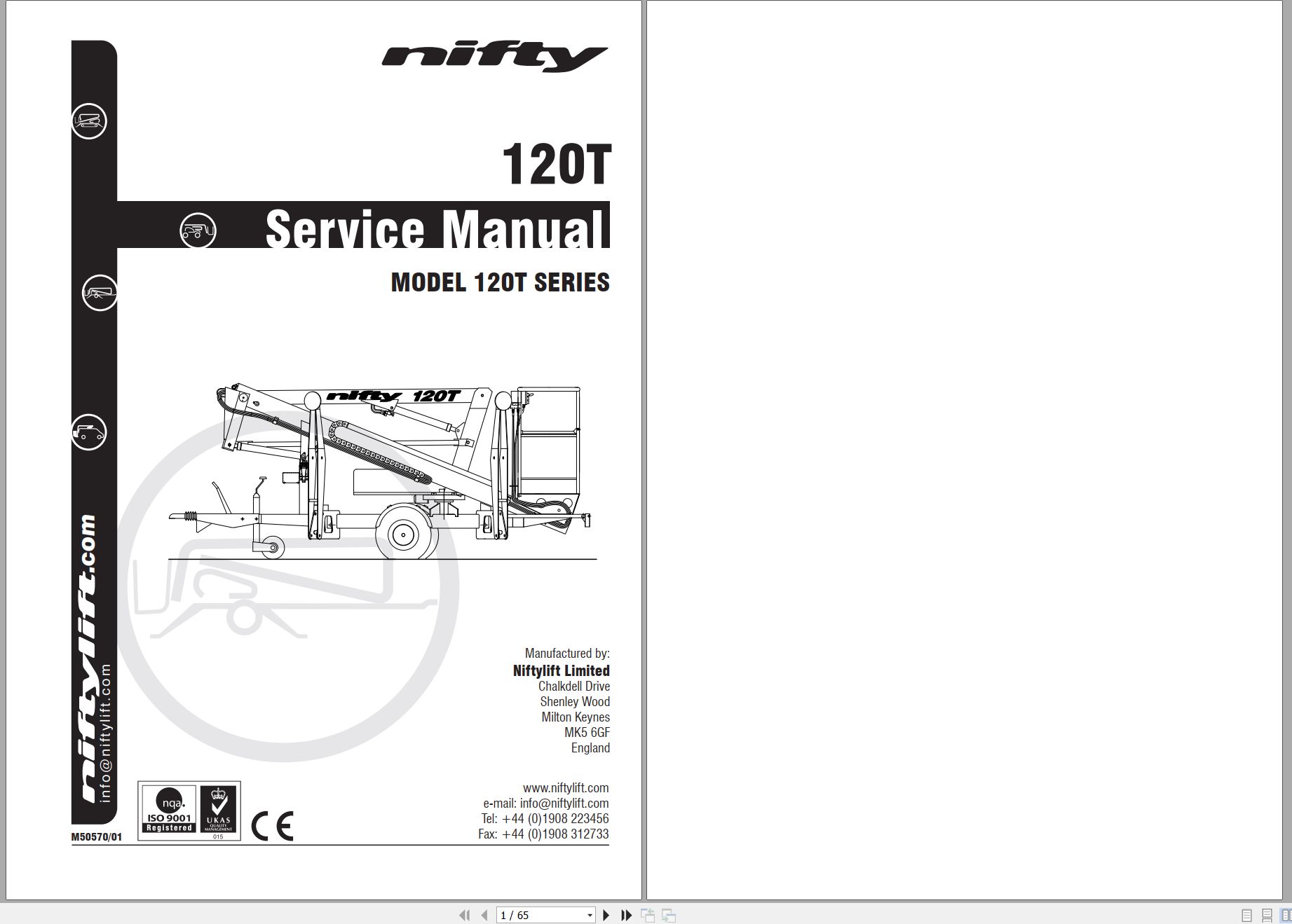 NIFTYLIFT Towable Boom Lifts 120TAC 43631 Operating Service Parts Manual And Diagram 2019 (1)