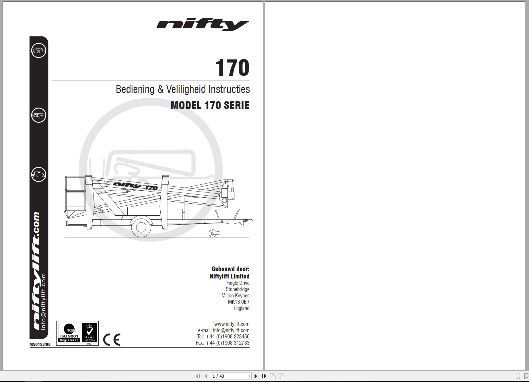NIFTYLIFT Towable Boom Lifts 170 23545 Operating Parts Manual And Diagram 2012 EN NL (1)