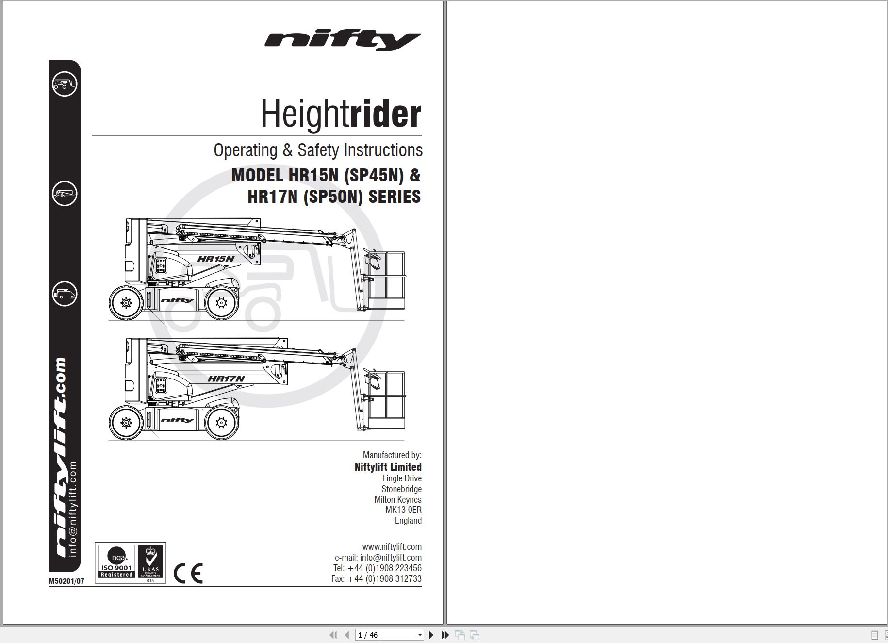 NIFTYLIFT Towable Boom Lifts 170HAC 22463 Operating Parts Manual And Diagram 2011 (1)