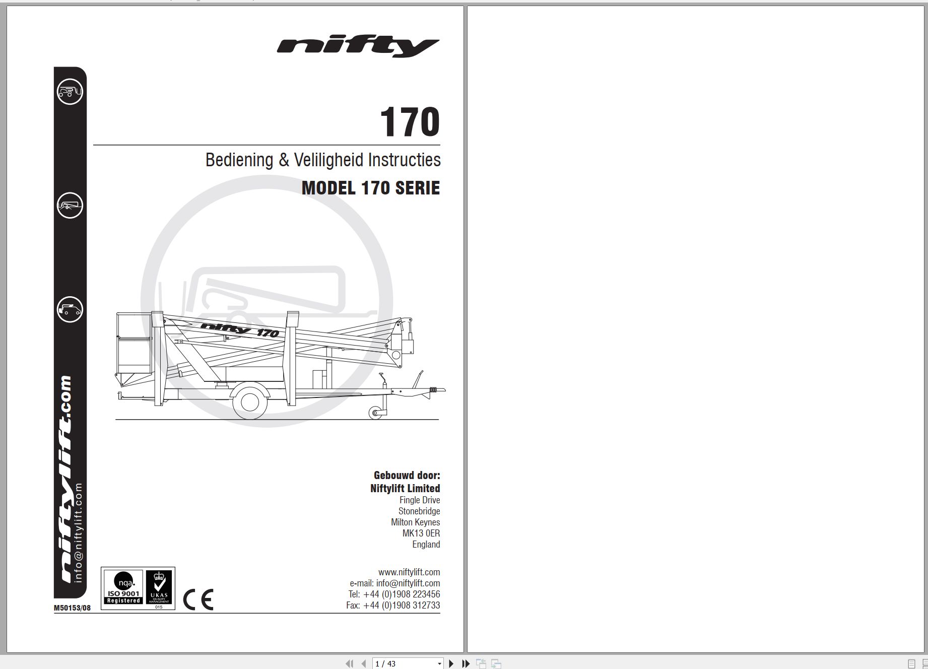 NIFTYLIFT Towable Boom Lifts 170HAC 22996 Operating Parts Manual And Diagram 2012 EN NL (1)