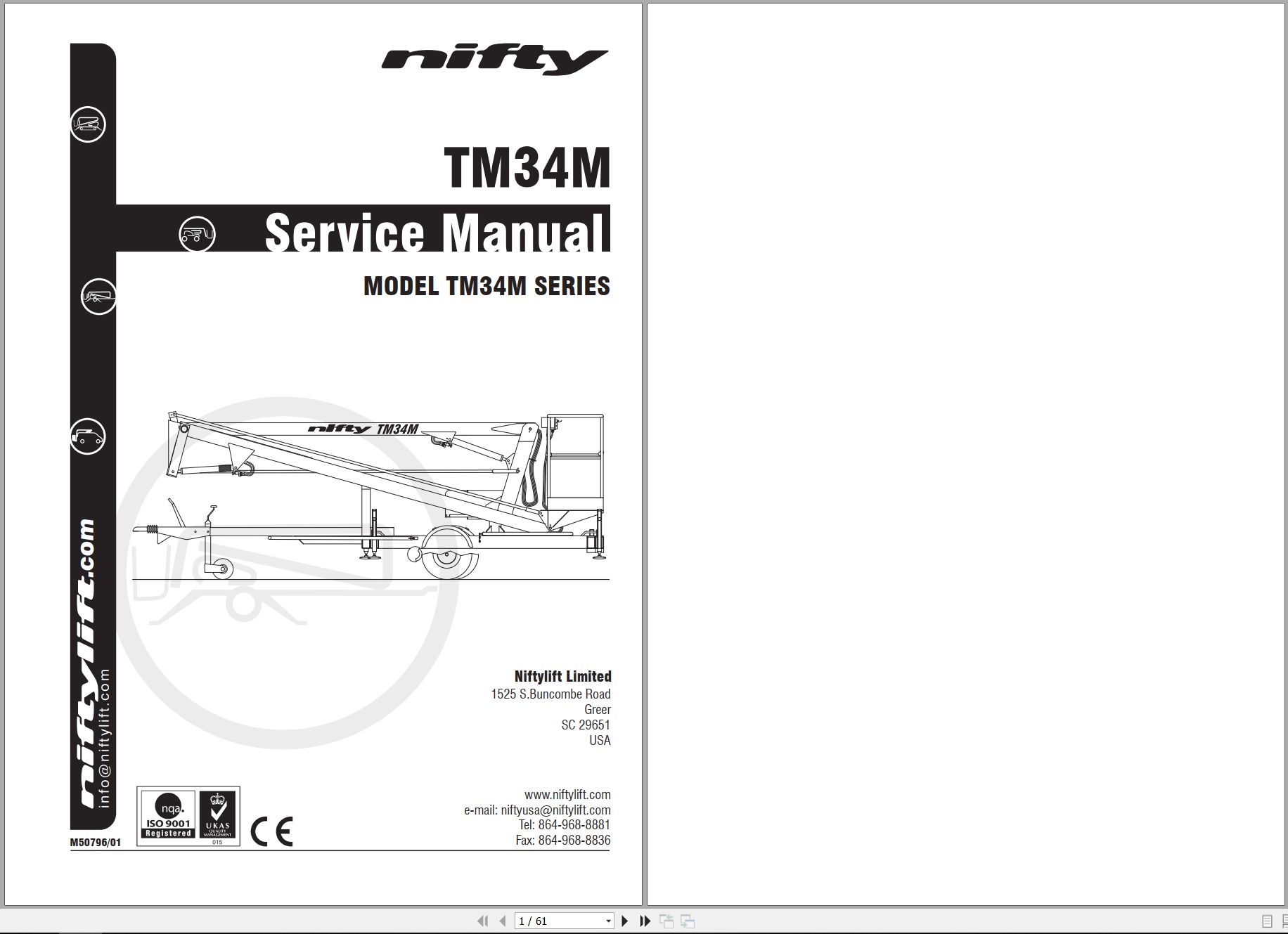 NIFTYLIFT Towable Boom Lifts TM34 63370 Operating Service Parts Manual And Diagram 2025 (1)