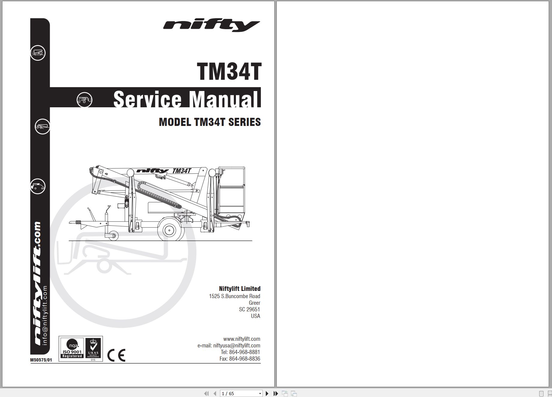 NIFTYLIFT Towable Boom Lifts TM34T 57856 Operating Service Parts Manual And Diagram 2023 (1)