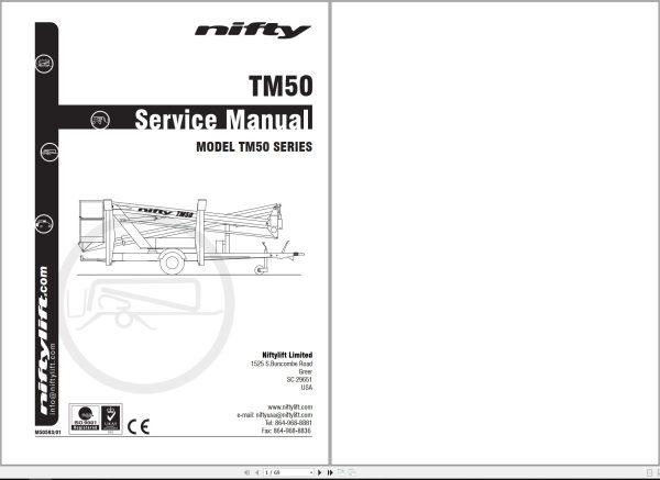 NIFTYLIFT Towable Boom Lifts TM50 50729 Operating Service Parts Manual And Diagram 2022 (1)