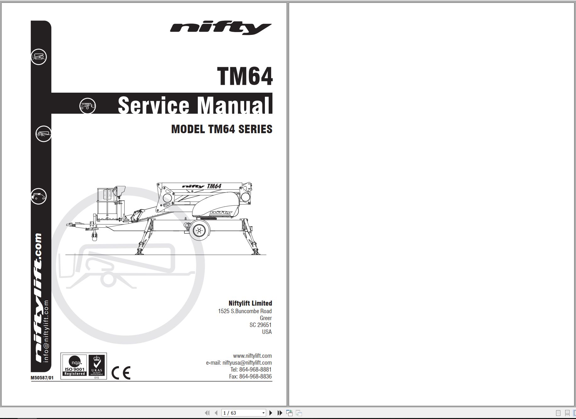NIFTYLIFT Towable Boom Lifts TM64 55045 Operators Service Manual Diagram 2023 (1)