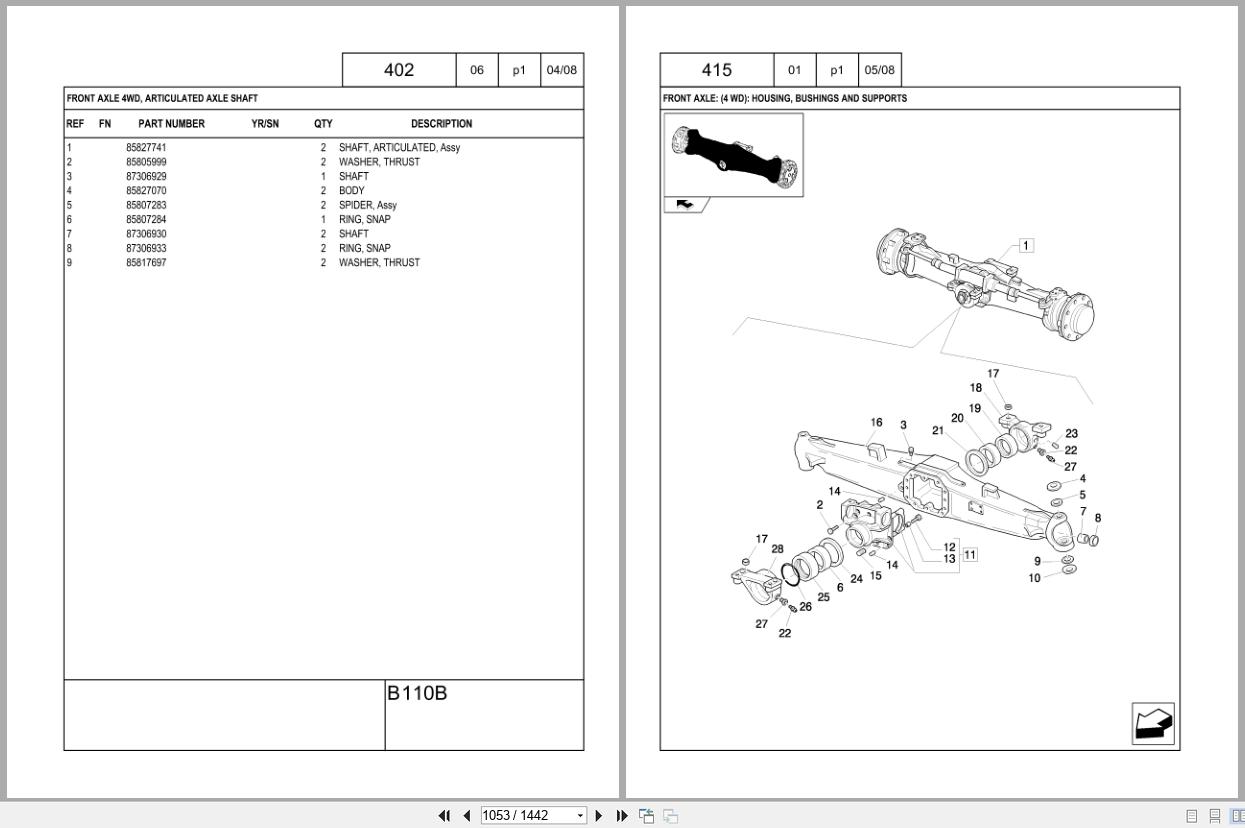 New Holland Backhoe Loader B110B Tier 3 Parts Manual 87659792NA 2008 (2)