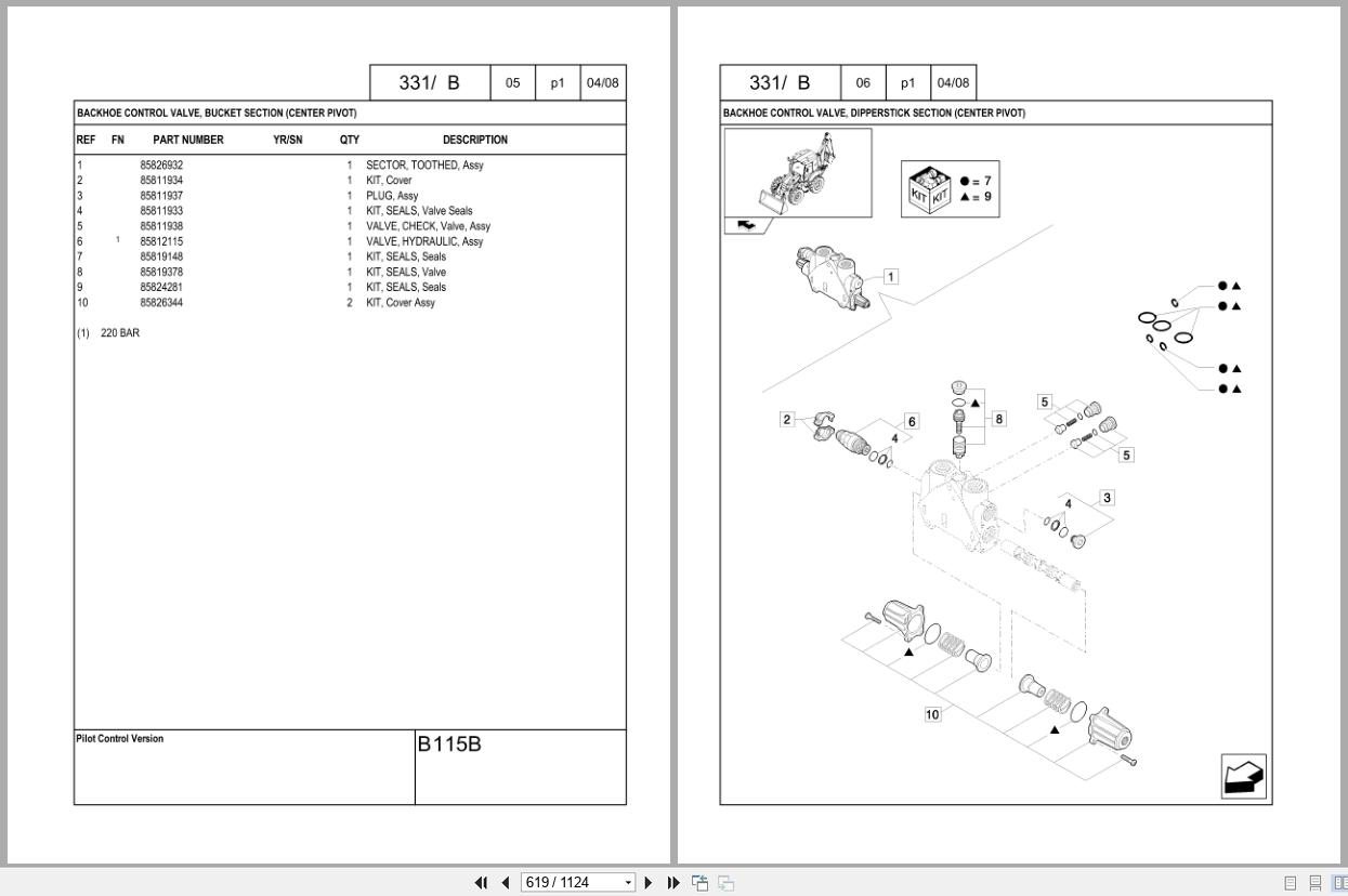 New Holland Backhoe Loader B115B Tier 3 Parts Catalog 87659793NA 2008 (2)