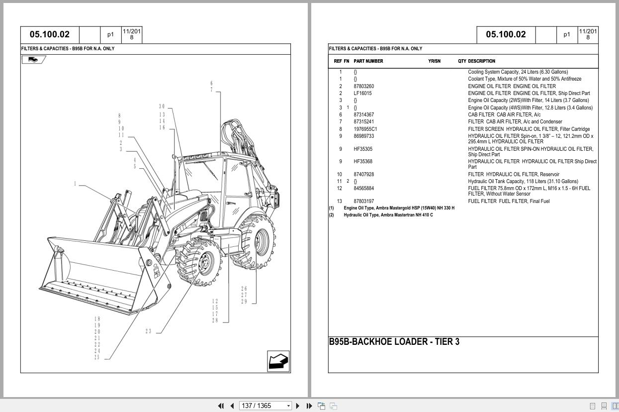 New Holland Backhoe Loader B95B Tier 3 Parts Manual 87659788NA 2014 (2)