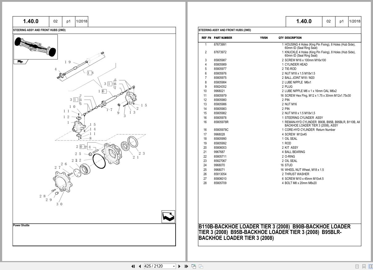 New Holland Backhoe Loader B95BLR Tier 3 Parts Manual 675240000PC 2016 (2)