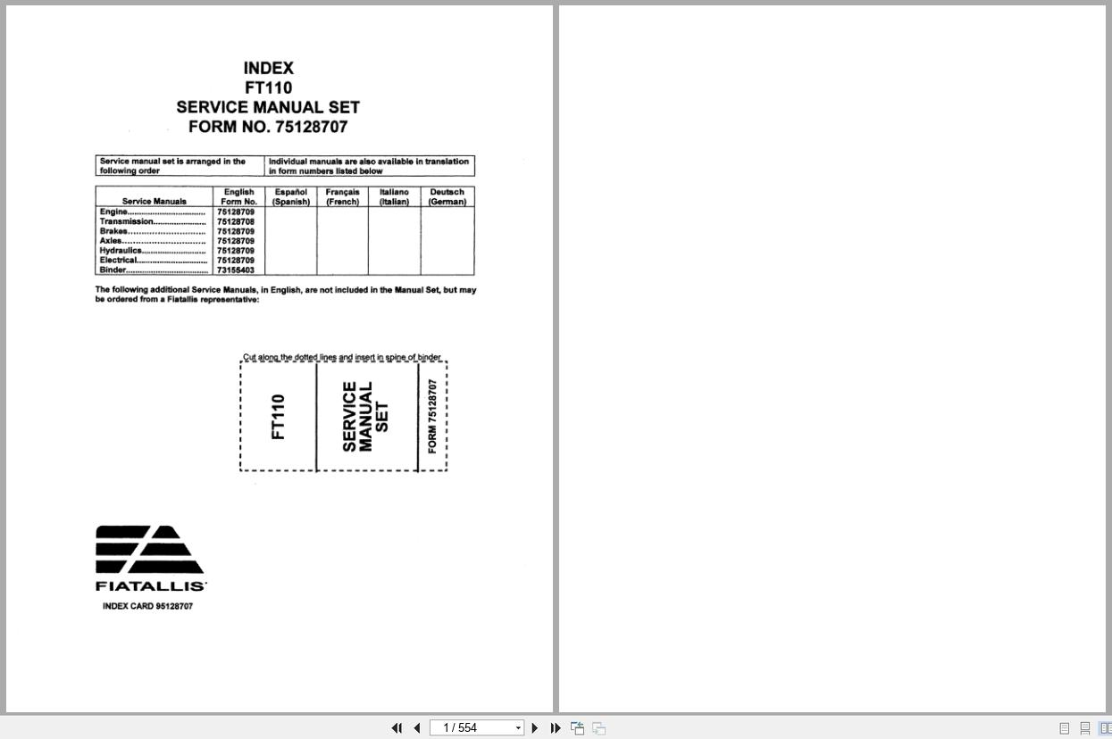 New Holland Backhoe Loader FT110 Set Service Manual 75128707 (1)