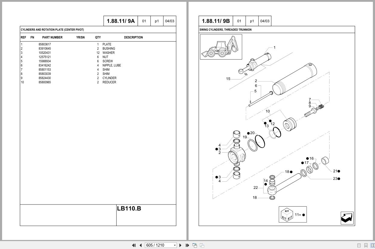 New Holland Backhoe Loader LB110.B Parts Catalog 6036803400NA 2004 (2)