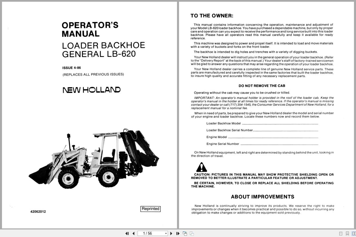 New Holland Backhoe Loader LB620 Operators Manual 42062012 (1)