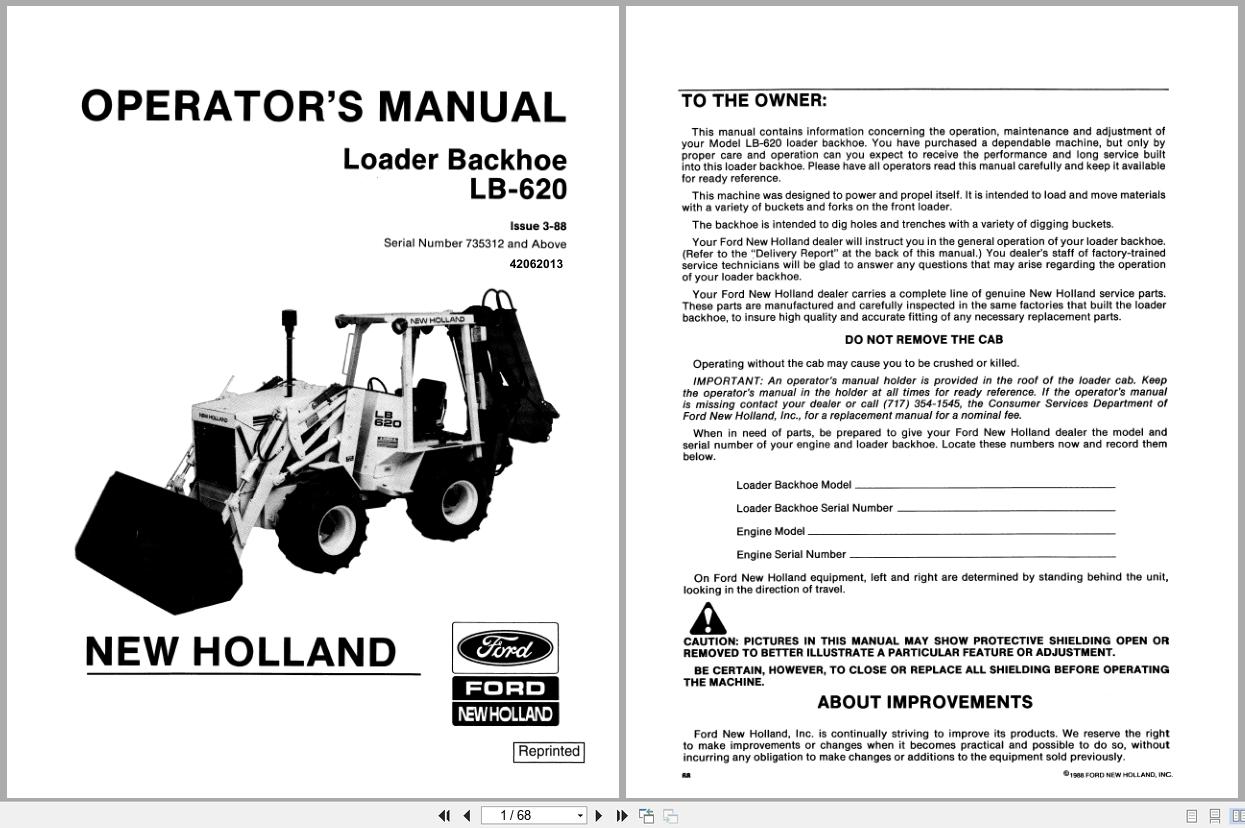 New Holland Backhoe Loader LB620 Operators Manual 42062013 (1)