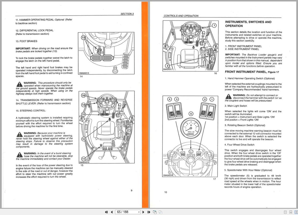 New Holland Backhoe Loader NH75 NH85 NH95 Operators Manual 6045404100 (3)