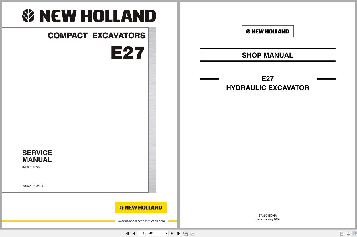 New Holland Compact Excavator E27 Service Manual 87360159NA 2006 (1)