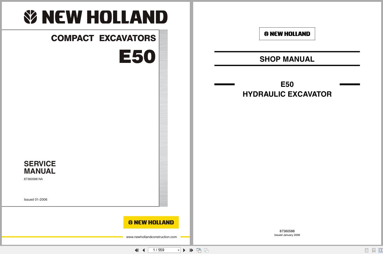 New Holland Compact Excavator E50 Service Manual 87360588NA 2006 (1)