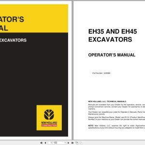 New Holland Compact Excavator EH35 EH45 Operators Manual 6 82080NA 2003 (1)
