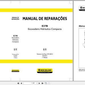 New Holland Compact Hydraulic Excavator E27B Repair Manual 47514815 2013 BR (1)