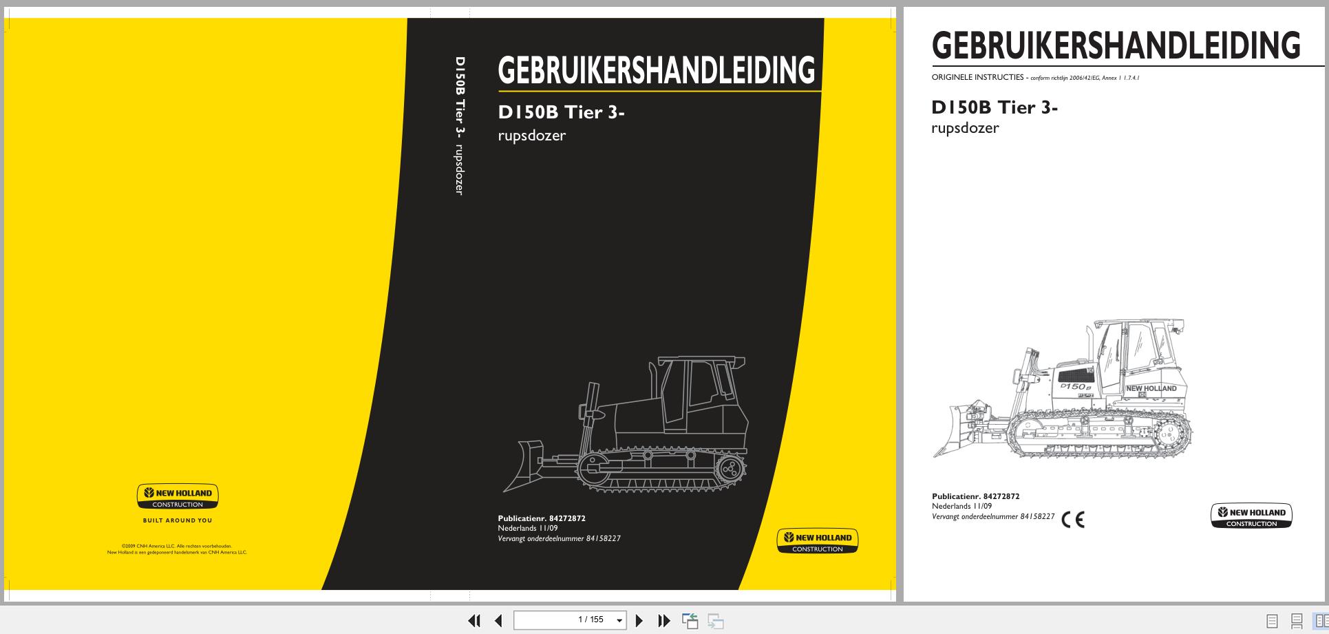 New Holland Crawler Dozer D150B Tier 3 Operators Manual 84272872 2009 NL (1)