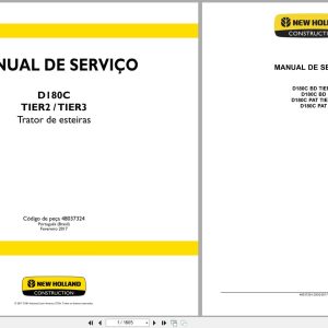 New Holland Crawler Dozer D180C Tier 2 Tier 3 Operators Manual 48037324 2017 BR (1)