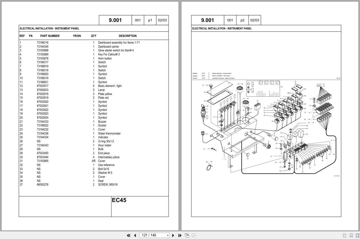 New Holland Crawler Excavator Compact EC45 Parts Manual 7318575601 (2)