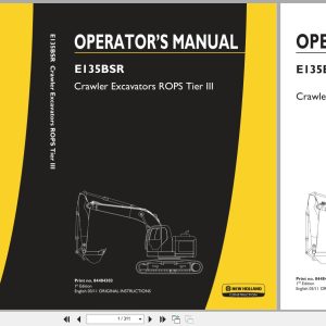 New Holland Crawler Excavator E135BSR ROPS Tier 3 Operators Manual 84484303 2011 (1)