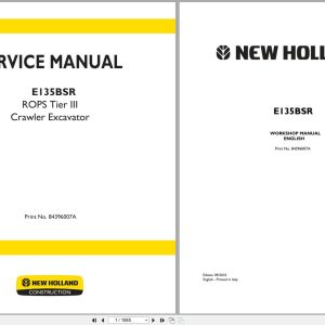 New Holland Crawler Excavator E135BSR ROPS Tier III Service Manual 84396007A 2010 (1)