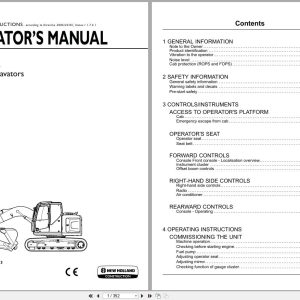 New Holland Crawler Excavator E140CSR Operators Manual 47425573 2012 (1)
