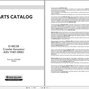 New Holland Crawler Excavator E140CSR Parts Catalog 47373593 2014 (1)