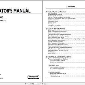 New Holland Crawler Excavator E145C EVO Operators Manual 90420863 2020 (1)