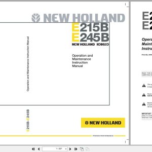 New Holland Crawler Excavator E215B E245B Operation Maintenance Manual 87618866 (1)