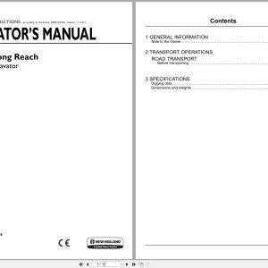 New Holland Crawler Excavator E215C Long Reach Operators Manual 84565266 2012 (1)