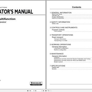 New Holland Crawler Excavator E215C Multifunction Operators Manual 47408731 2014 (1)