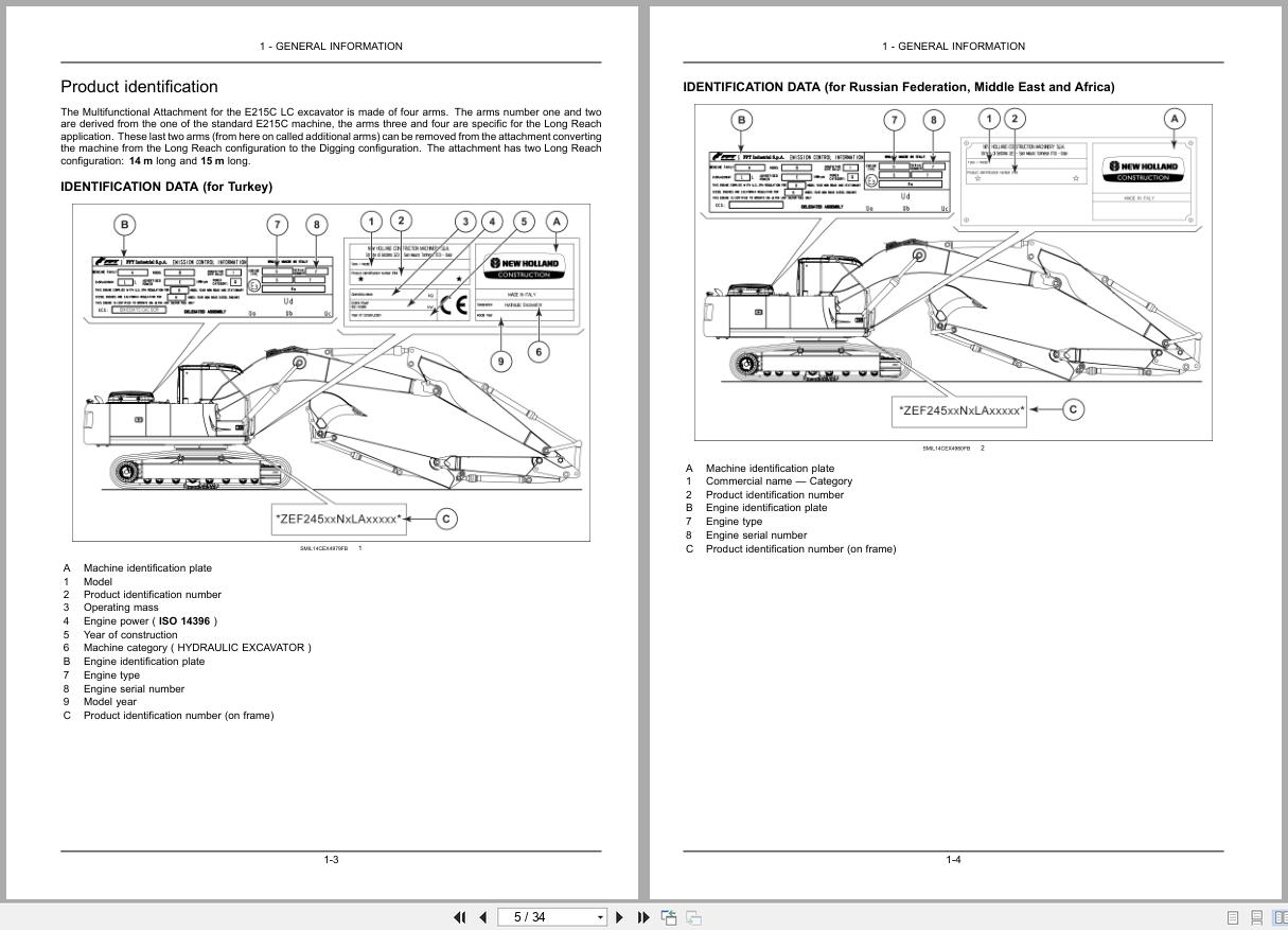 New Holland Crawler Excavator E215C Multifunction Operators Manual 47408731 2014 (2)