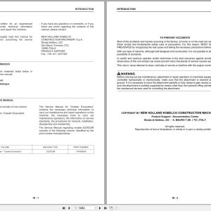 New Holland Crawler Excavator E230CSR Service Manual 47426609A (1)