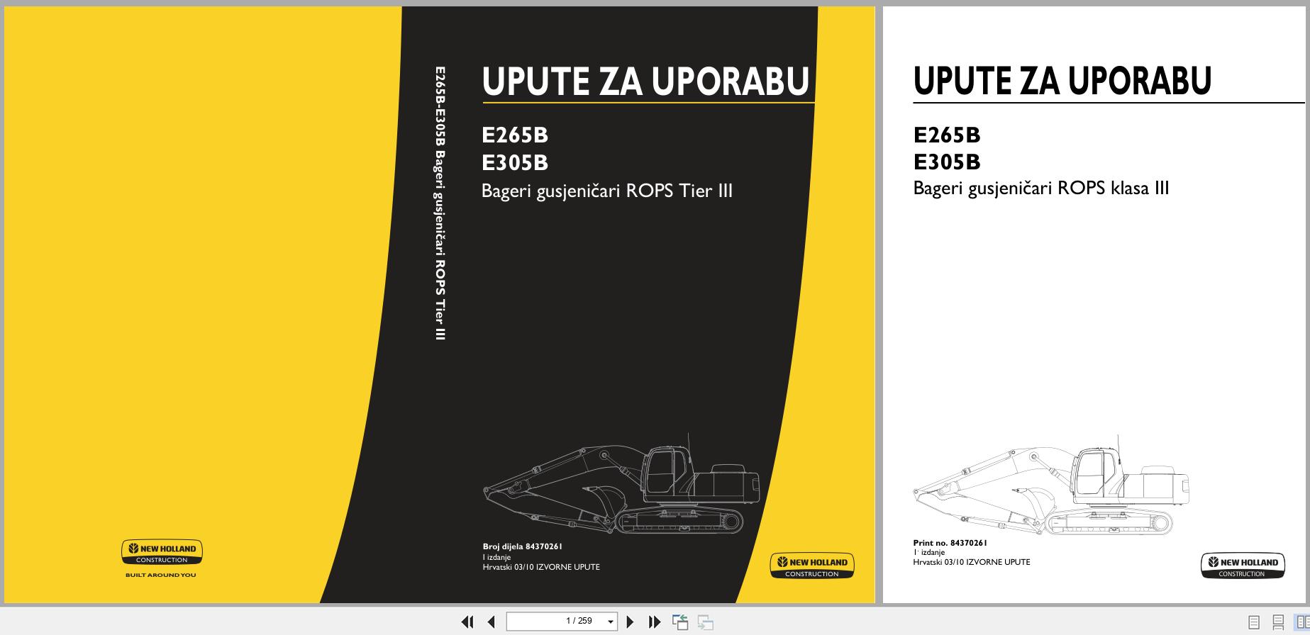 New Holland Crawler Excavator E265B E305B Operators Manual 84370261 2010 HR (1)