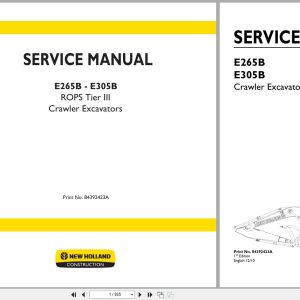 New Holland Crawler Excavator E265B E305B ROPS Tier 3 Service Manual 84392423A 2010 (1)