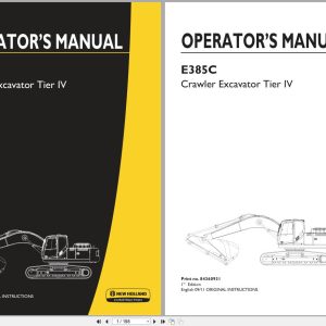 New Holland Crawler Excavator E385C Tier 4 Operators Manual 84360931 2011 (1)