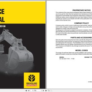 New Holland Crawler Excavator EC130 Service Manual 73179380 (1)