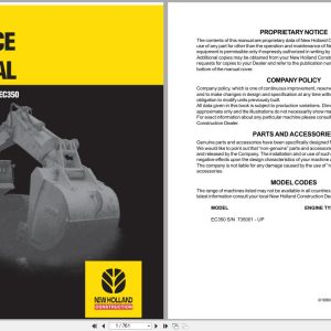 New Holland Crawler Excavator EC350 Service Manual 73179393 (1)