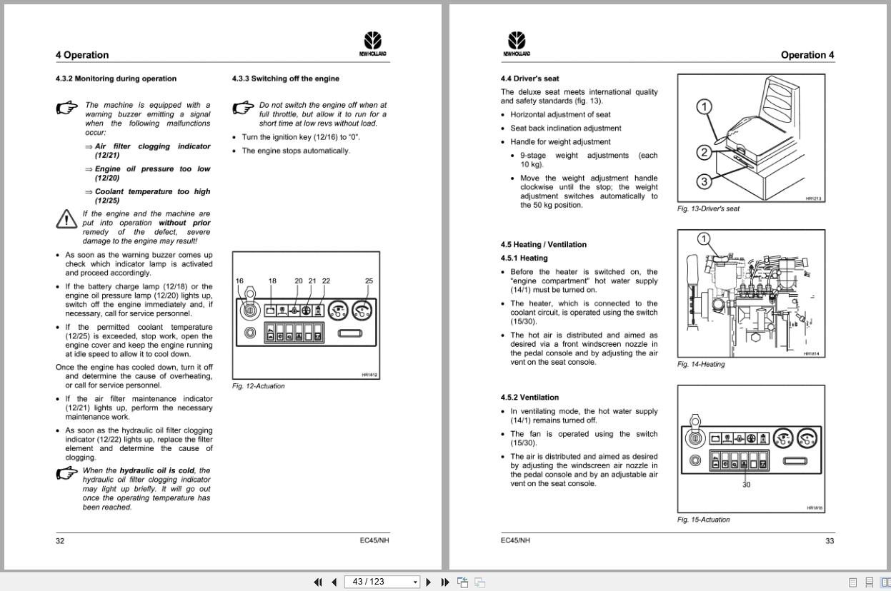 New Holland Crawler Excavator EC45 Operators Manual 73185764 (2)