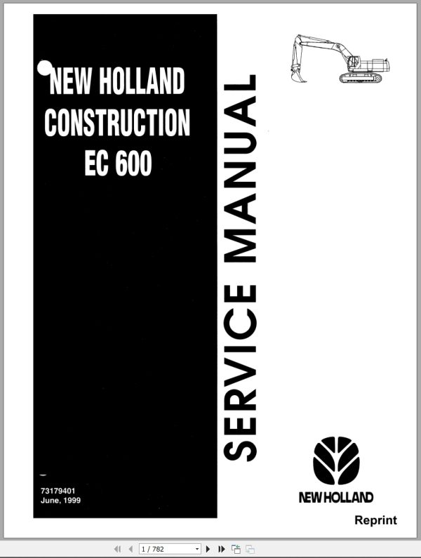 New Holland Crawler Excavator EC600 Service Manual 73179401 1999 (1) New Holland Crawler Excavator Ec600 Service Manual 73179401 1999 (1)