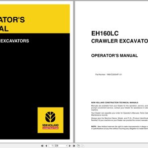 New Holland Crawler Excavator EH160 Operators Manual YM91ZU0004F1 01NA 2004 (1)