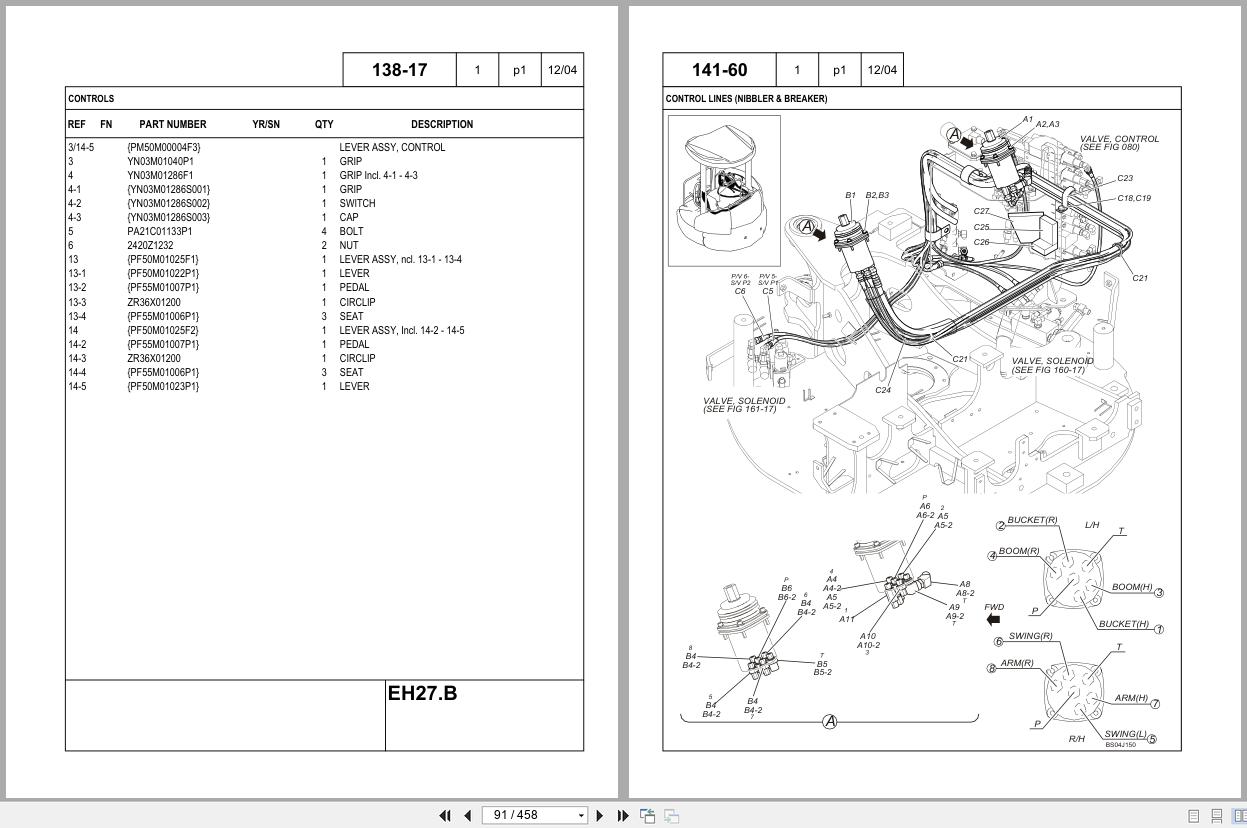 New Holland Crawler Excavator EH27.B Parts Catalog S3PV00014ZE01NA 2004 (2)