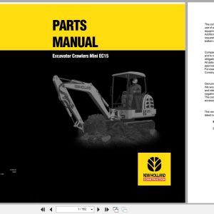 New Holland Crawler Excavator Mini EC15 Parts Manual 75185753 2002 (1)
